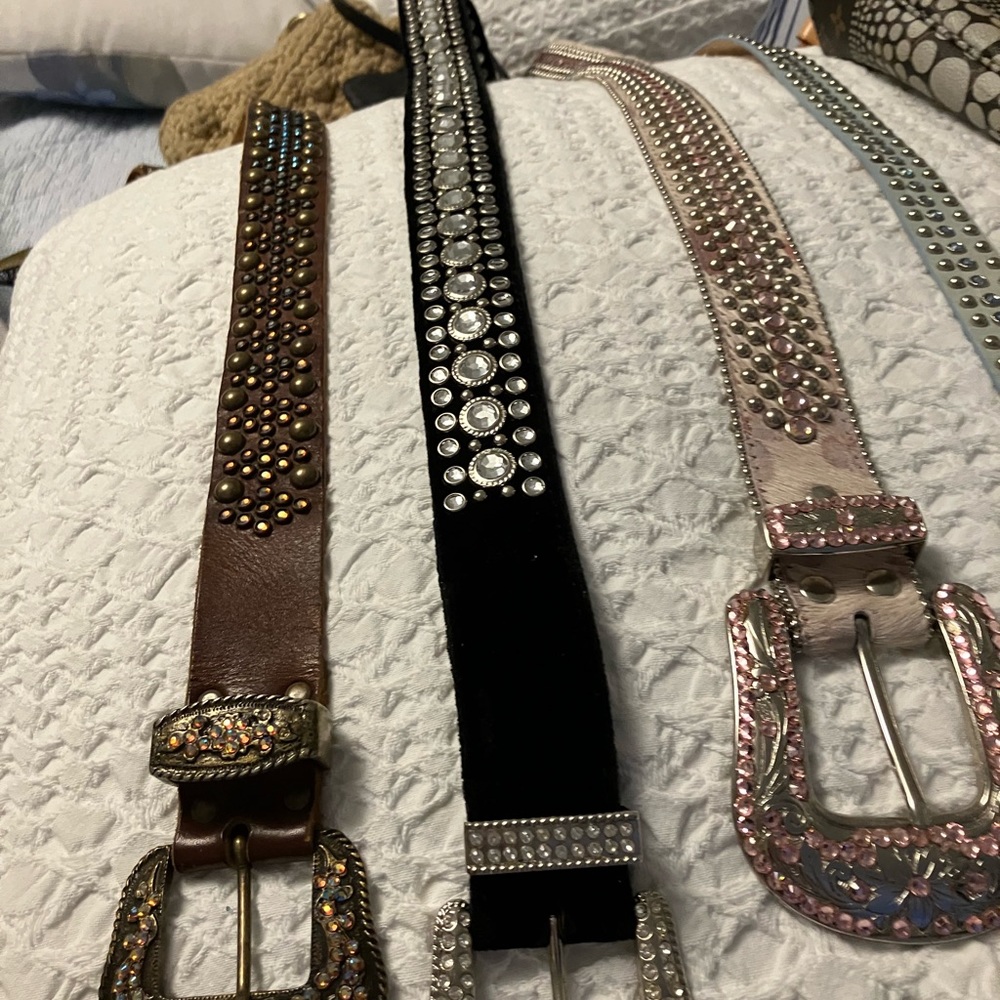 SOLD!!!BB Simon-Leather belts; embellished with beautiful quality Chrystal’s.
